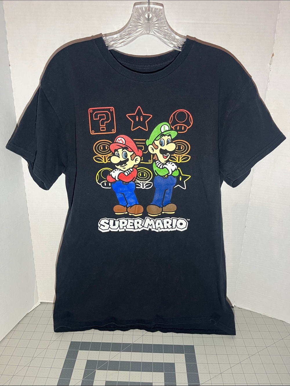 Nintendo Super Mario Black T-Shirt with Red & Green Characters